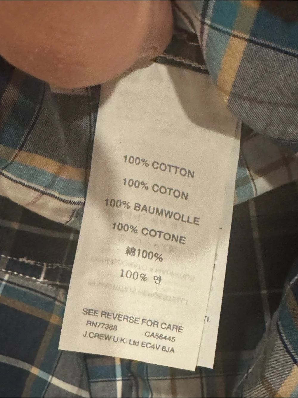 J.Crew button-down shirt features a blue and white plaid pattern size M